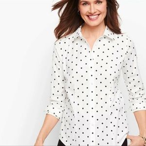 TALBOTS Non-Iron White Polka Dot Button Down Shirt Size 16W